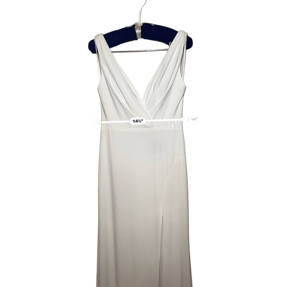 Mac Duggal Cowl Back Surplice ivory gown size 2 - Picture 3 of 10